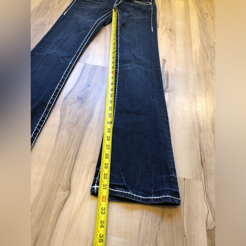 Vintage Y2K LA Idol Jeans 3 Low Rise Bootcut Rhinestone McBling Dark Wash 27 28" - Picture 9 of 16